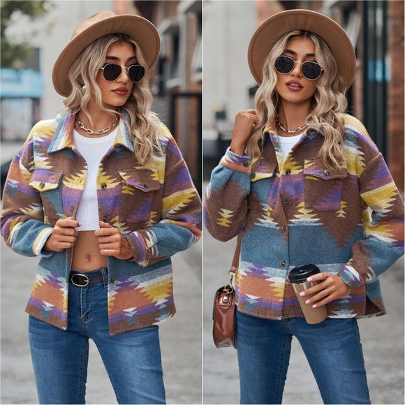 Tribal Treasures Collared Jacket - Purple - Picture 1 of 5